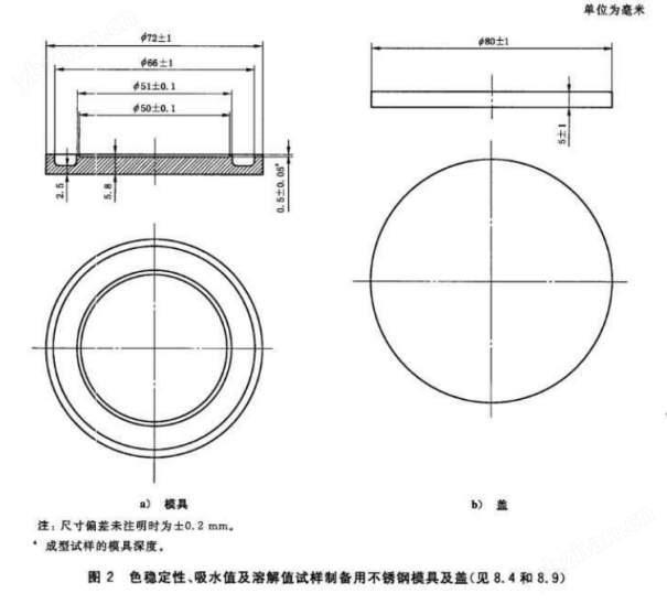 吸水值及溶解值試驗制備用不銹鋼模具及蓋.